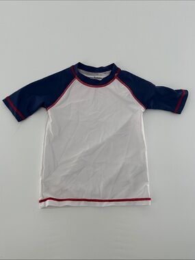 Tommy Bahama White and Navy Kids Rash Guard with Red Trim